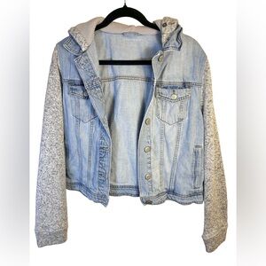 Aeropostale Denim and Gray Hooded Jacket